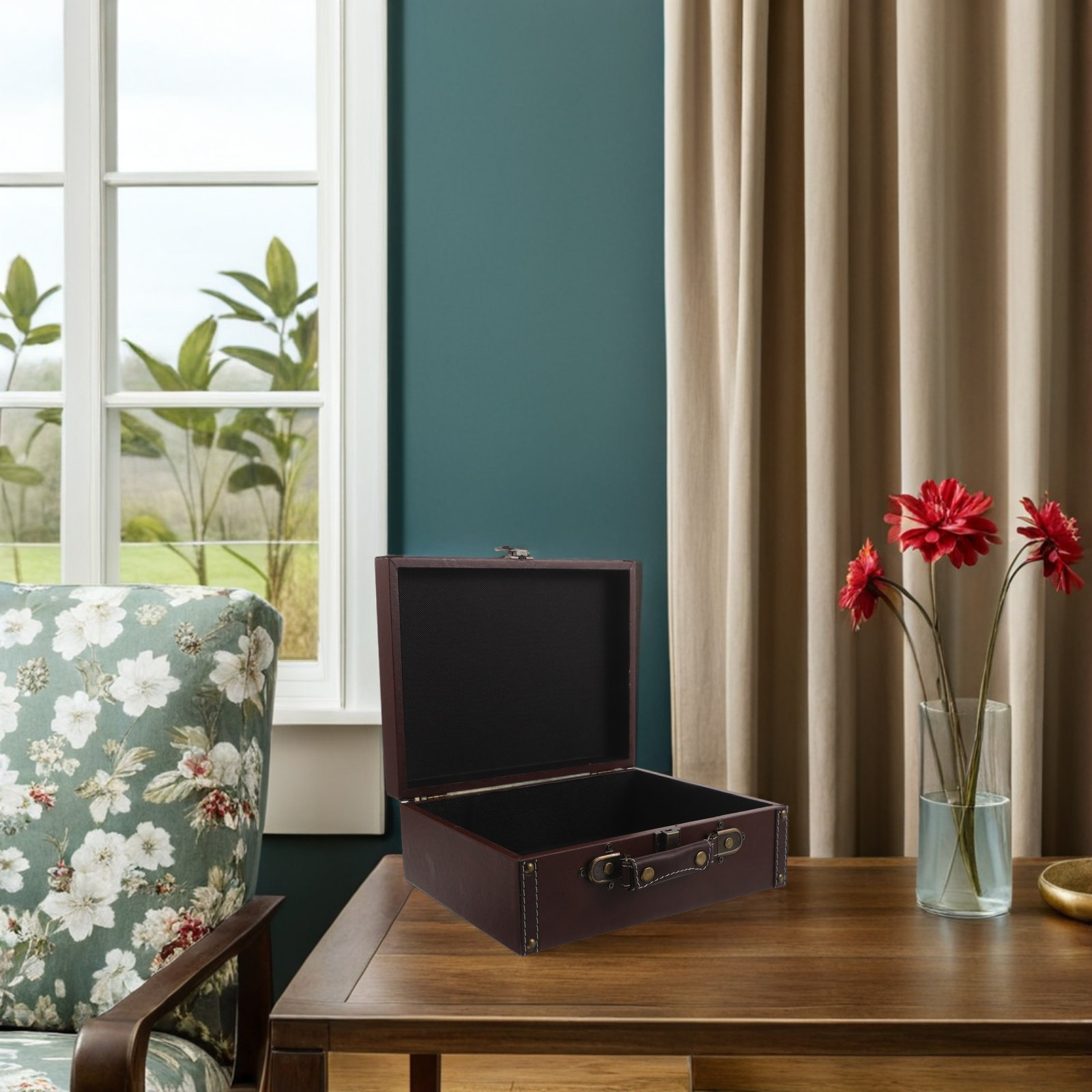 Wood Retro Storage Box Vintage - Retro Vintage Trunk Suitcase ulasan dan harga