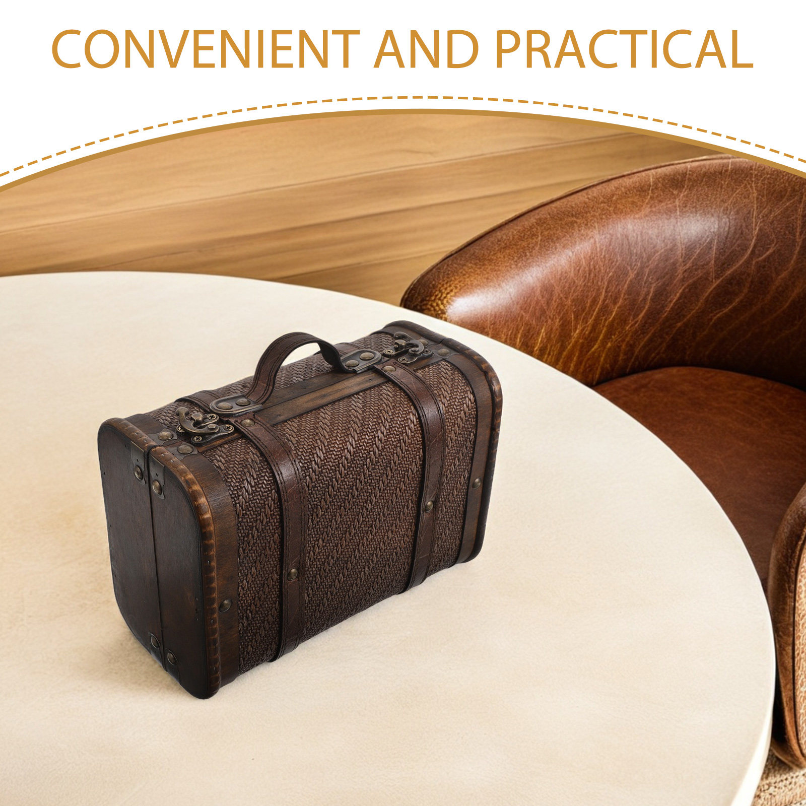 Wooden Vintage Suitcase Decora - Retro Vintage Trunk Suitcase ulasan dan harga