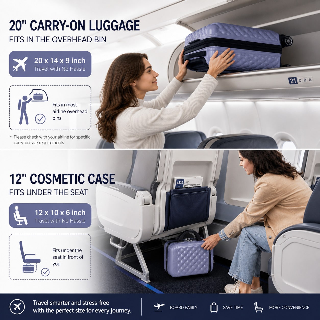 2PCS Carry On Luggage Set, 20  - Cabin Size Lightweight Travel Trolley ulasan dan harga