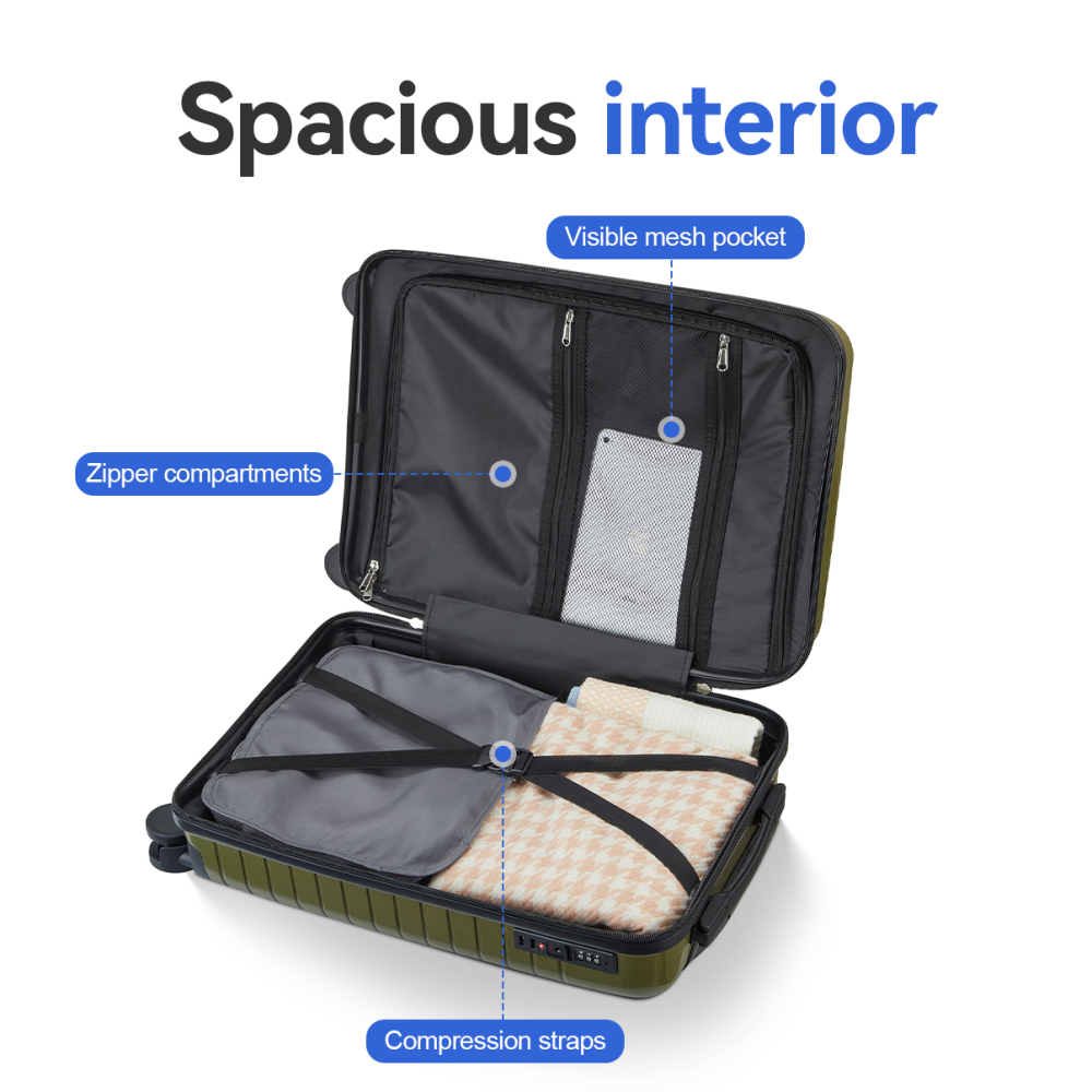 5 Piece PP Hard Shell Luggage  - Spinner Wheel Rolling Suitcase 20 Inch ulasan dan harga