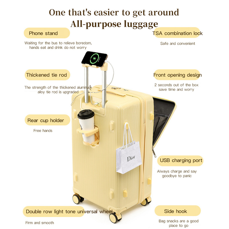 sushimu Suitcase Wide Handle T - Aluminum Frame Carry On Luggage ulasan dan harga